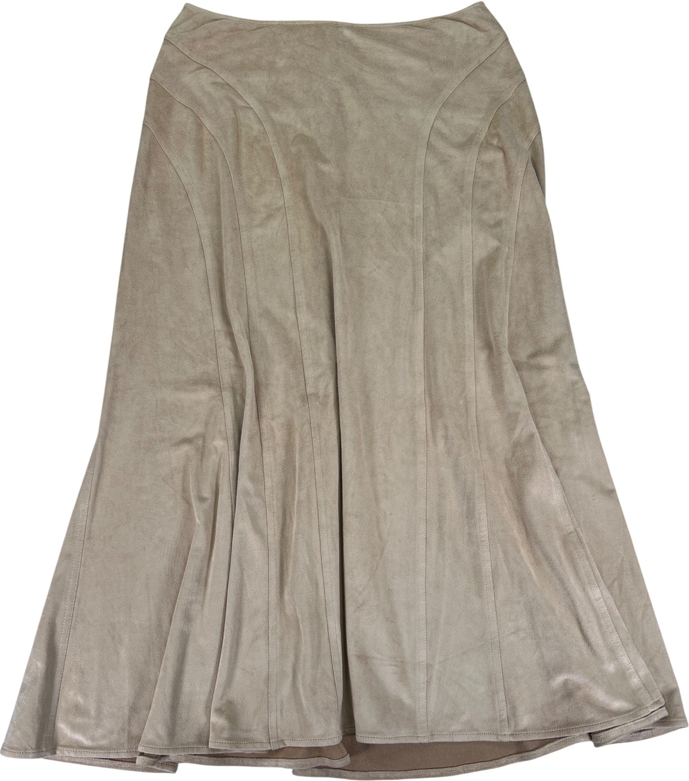 White House Black Market Women’s Beige Faux Suede Godet Midi Skirt - 4