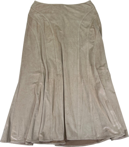 White House Black Market Women’s Beige Faux Suede Godet Midi Skirt - 4