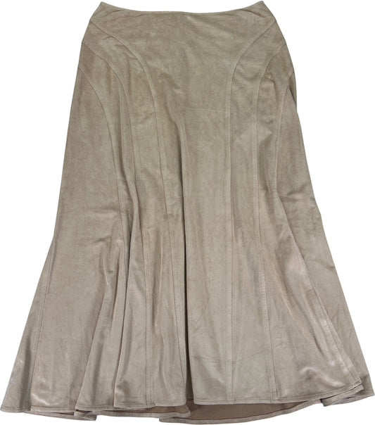 White House Black Market Women’s Beige Faux Suede Godet Midi Skirt - 4
