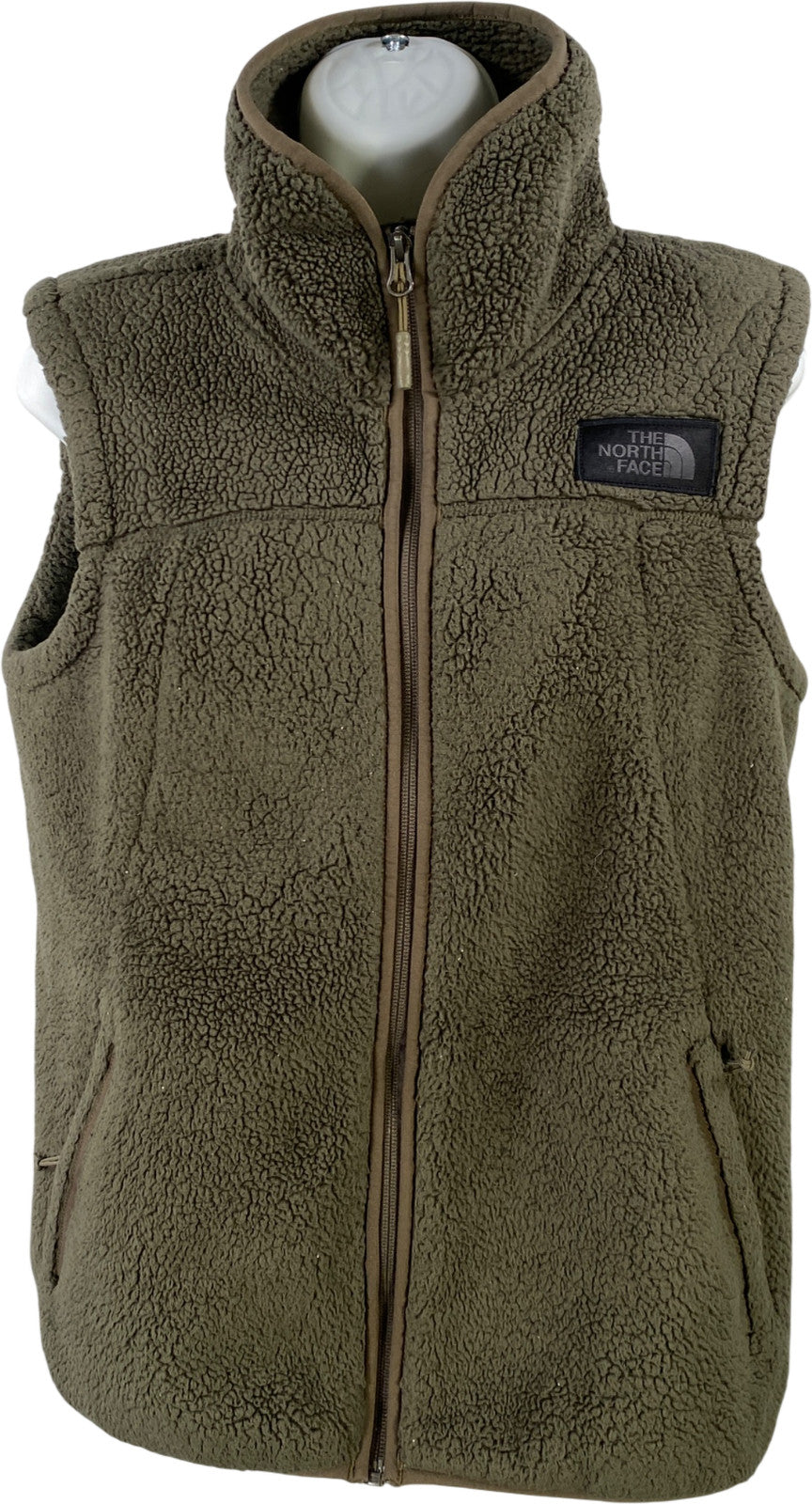 The North Face Women’s Green Sleeveless Full Zip Sherpa Vest - M