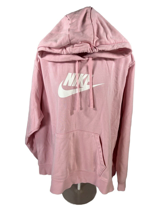 Nike Women's Pink Cotton Pullover Sportswear Hoodie - Plus 2X