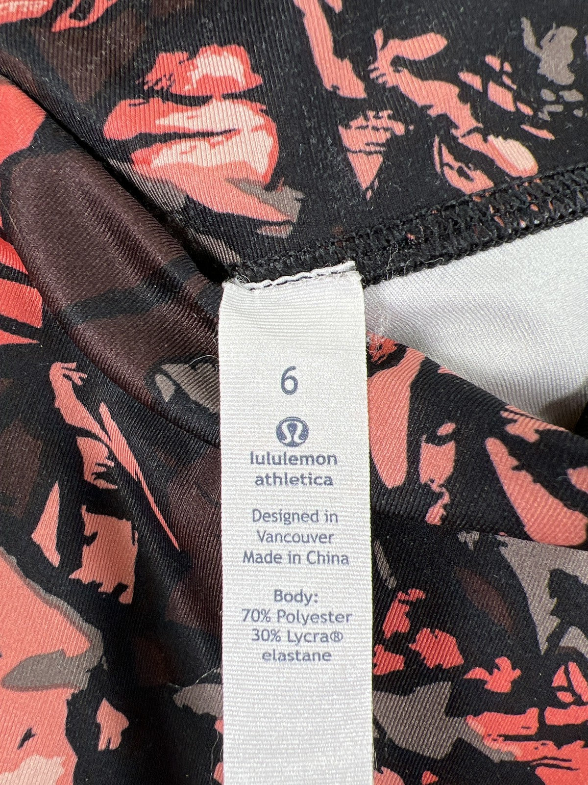 Lululemon Women’s Black/Pink Paint Storm High Times Pant Cropped Legging - 6/S