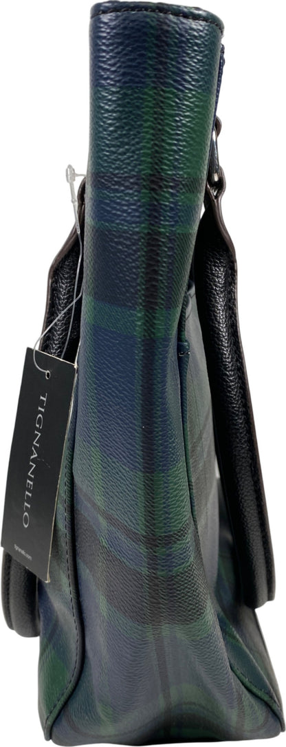 Tignanello Women’s Green/Blue Holiday Plaid Medium Tote Purse