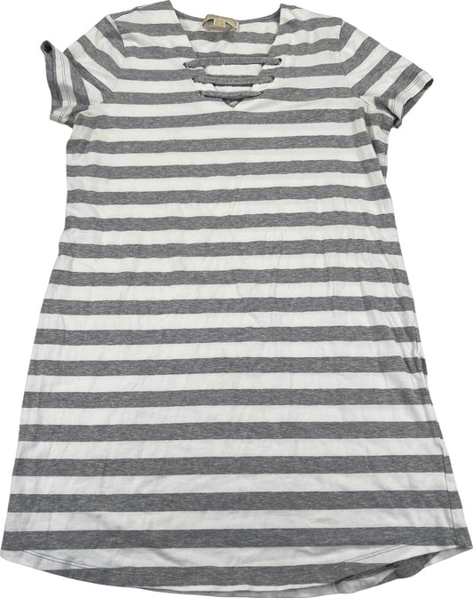 Michael Kors Women’s Gray/White Striped Short Sleeve T-Shirt Dress - M