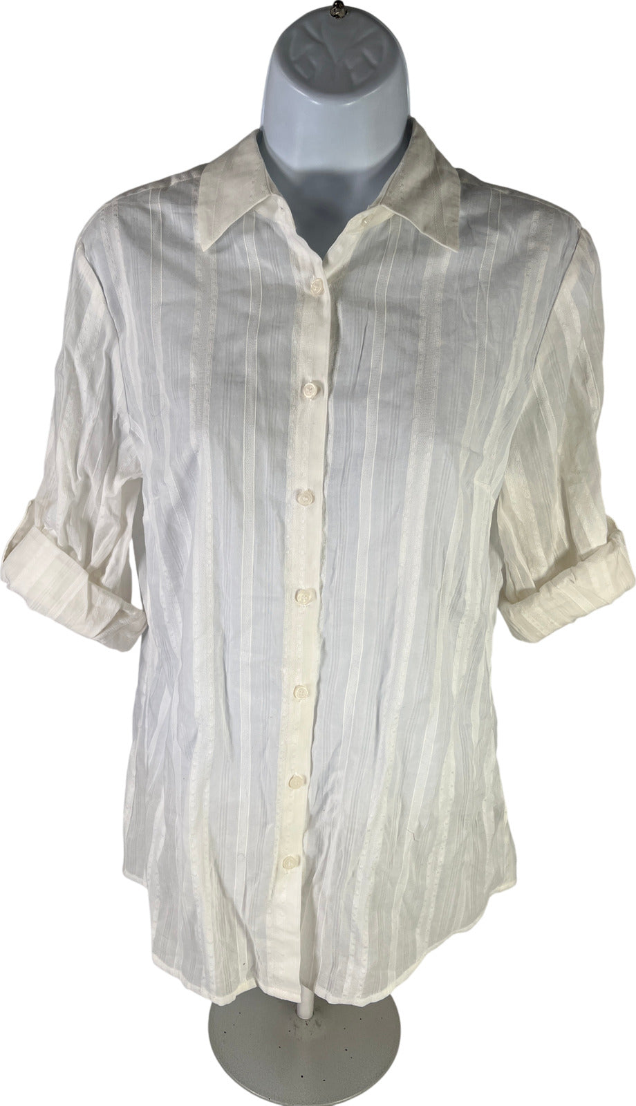 NEW The Limited Women’s White Semi-Sheer Roll Up Sleeve Button Up Shirt - S