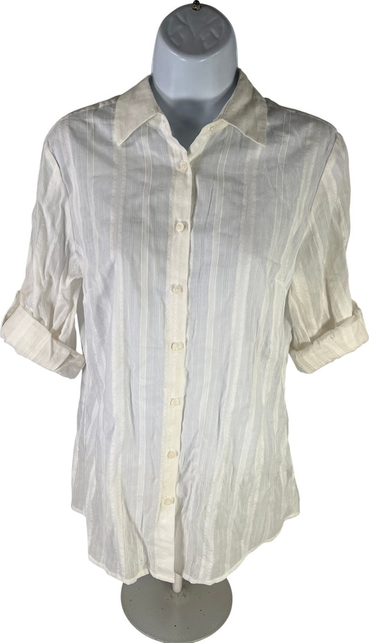 NEW The Limited Women’s White Semi-Sheer Roll Up Sleeve Button Up Shirt - S