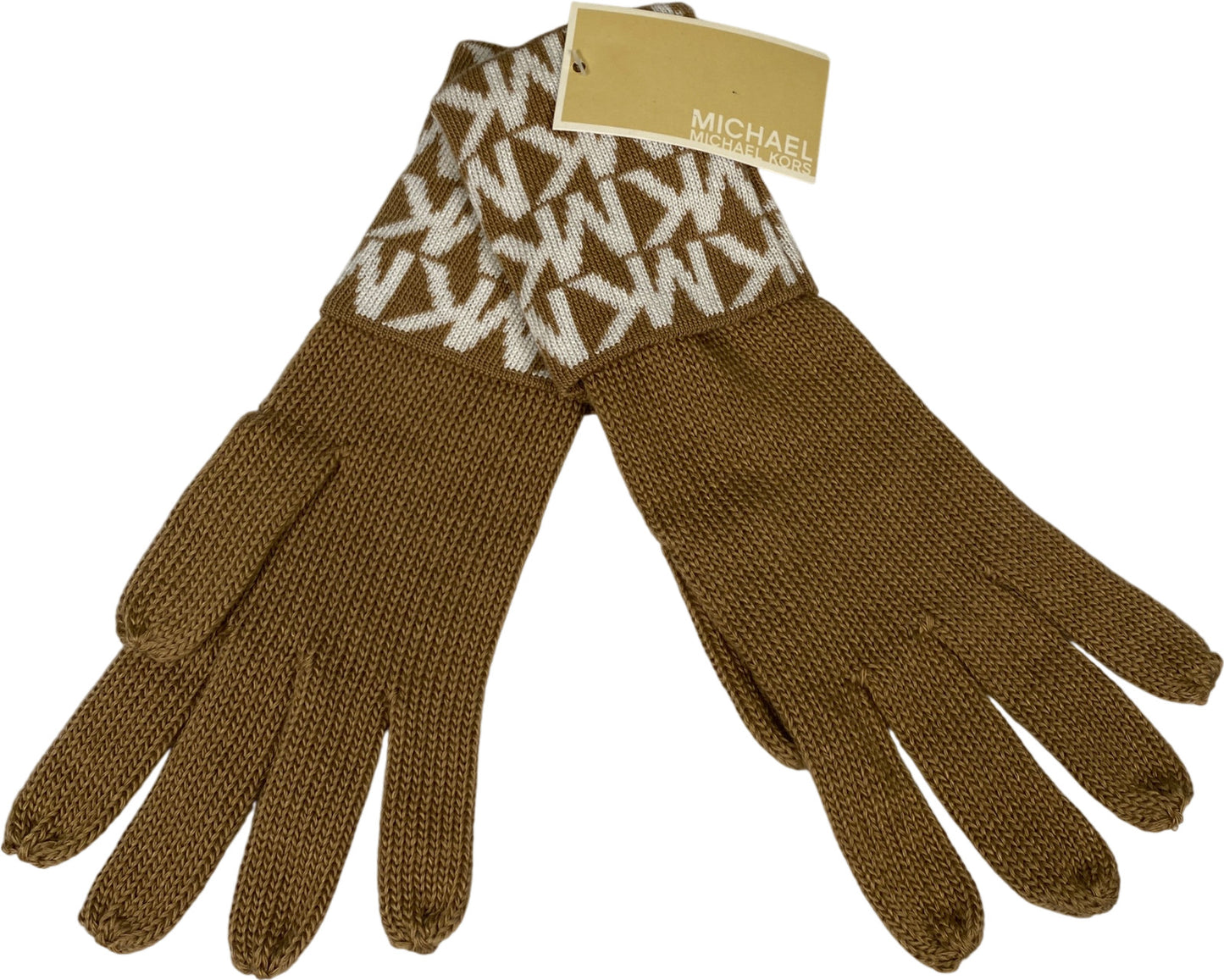 Michael Kors Women’s Brown Logo Cuffed Knit Gloves - One Size