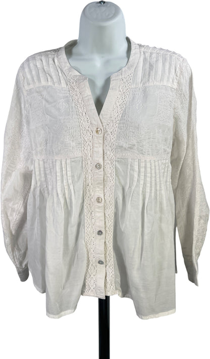 Soft Surroundings Women’s White Pleated Button Up Blouse - Petite S