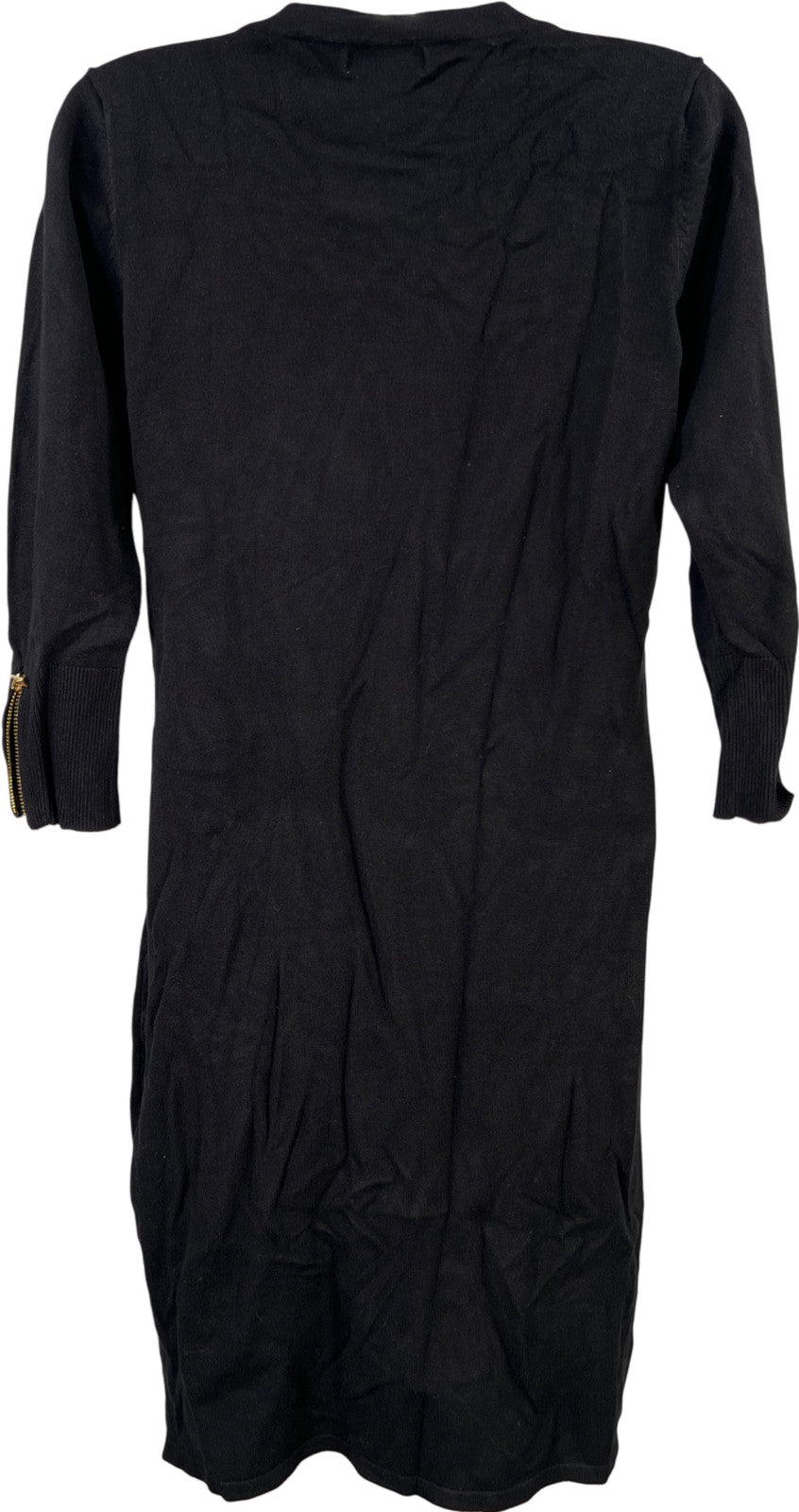 Calvin Klein Women’s Black 3/4 Zip Sleeve Criss Cross Front Sweater Dress - L