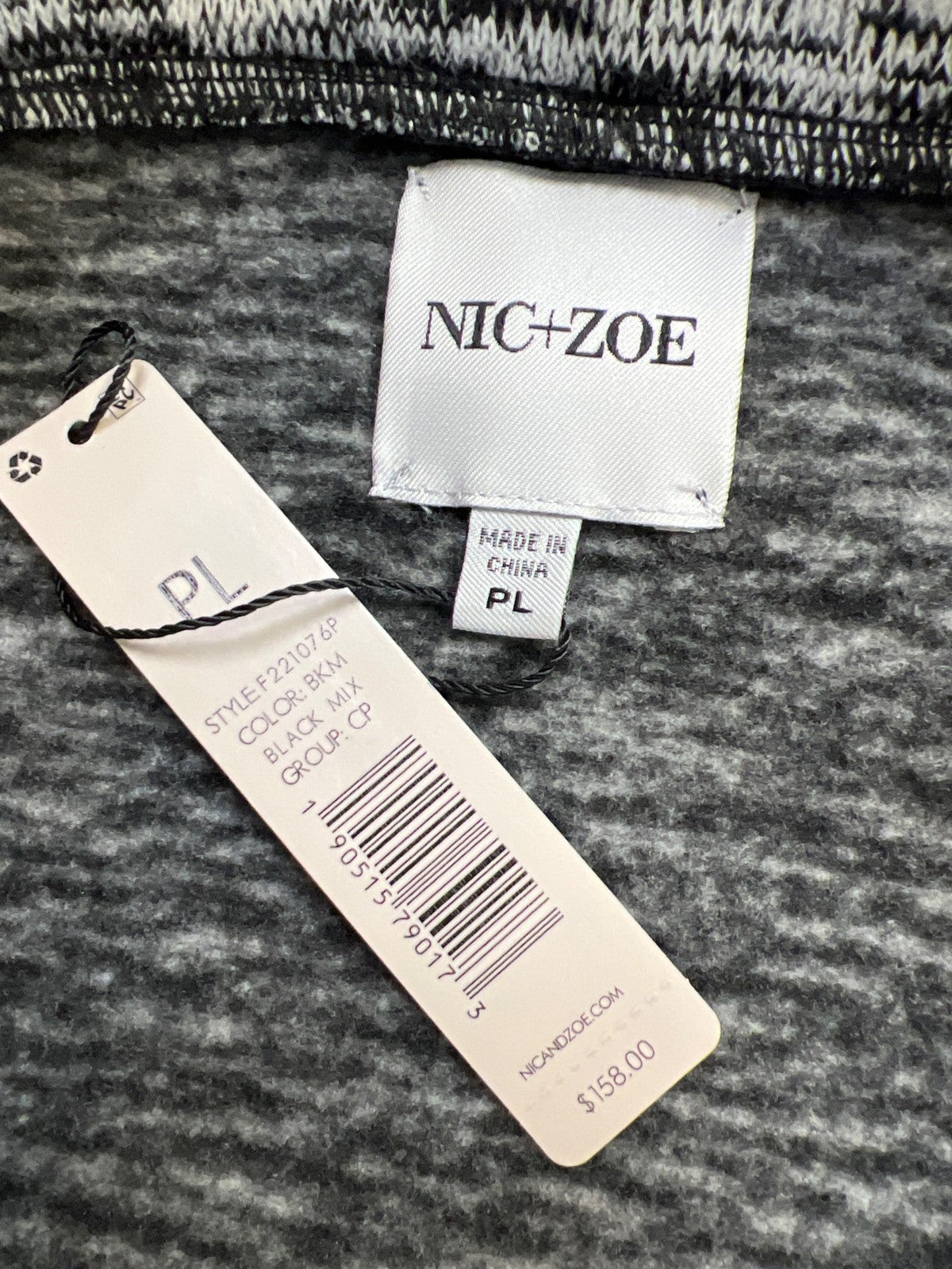 Nic and Zoe Women’s Black/Gray Long Sleeve Open Front Cardigan - Petite L