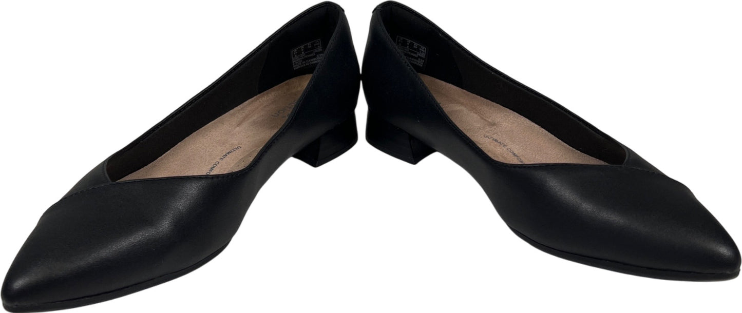 Clarks Collection Women’s Black Leather Natalyn Wish Pointed Low Heel Flats - 8
