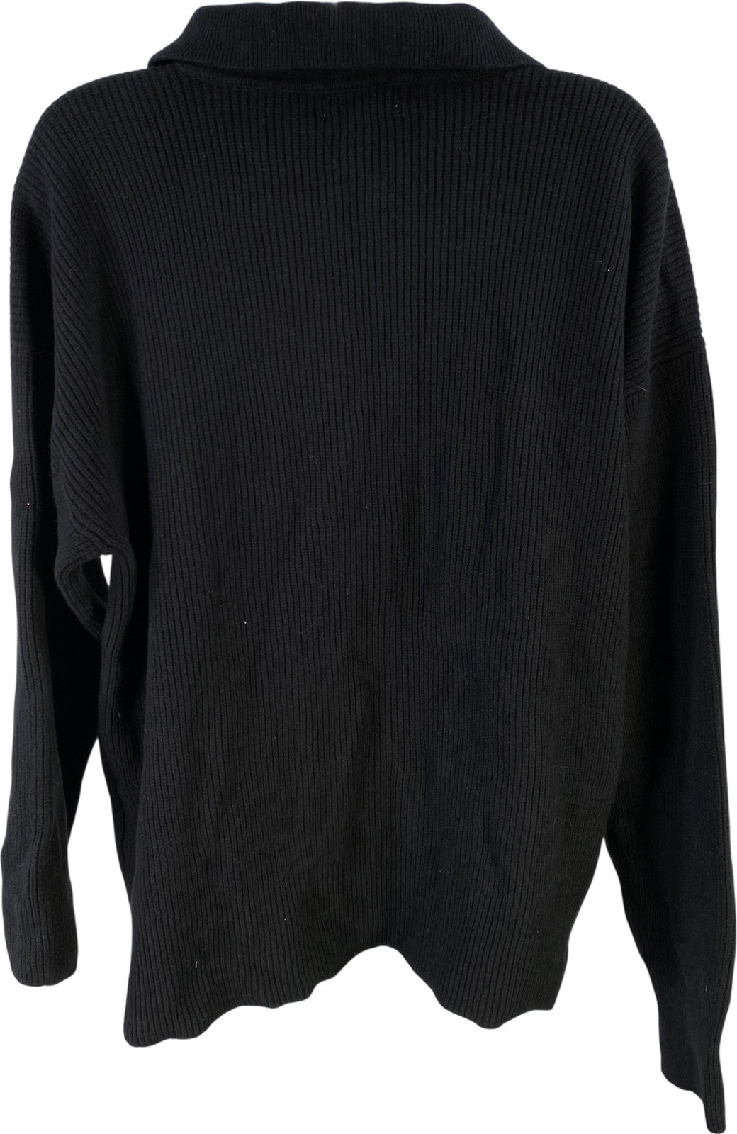 On 34th Women’s Black Ribbed V-Neck Long Sleeve Pullover Sweater - XL