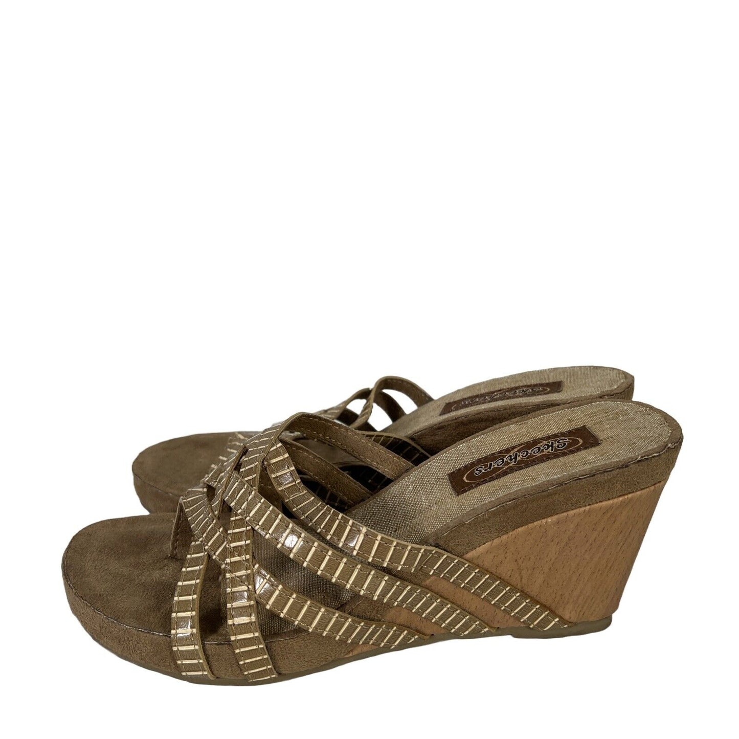 Skechers Women's Tan/Brown Strappy Wedge Sandals - 8