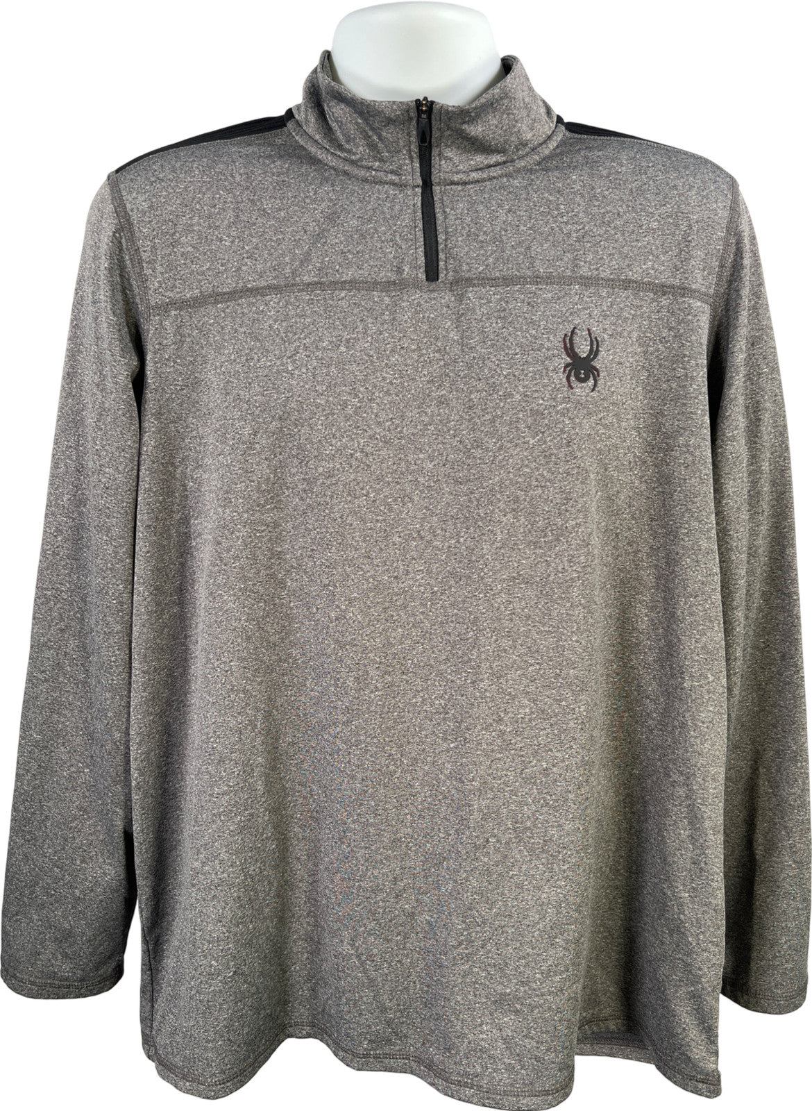 Spyder Active Mens Gray Heathered Long Sleeve 1/4 Zip Pullover Athletic Shirt -L