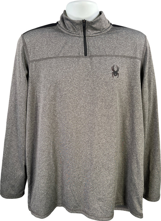Spyder Active Mens Gray Heathered Long Sleeve 1/4 Zip Pullover Athletic Shirt -L