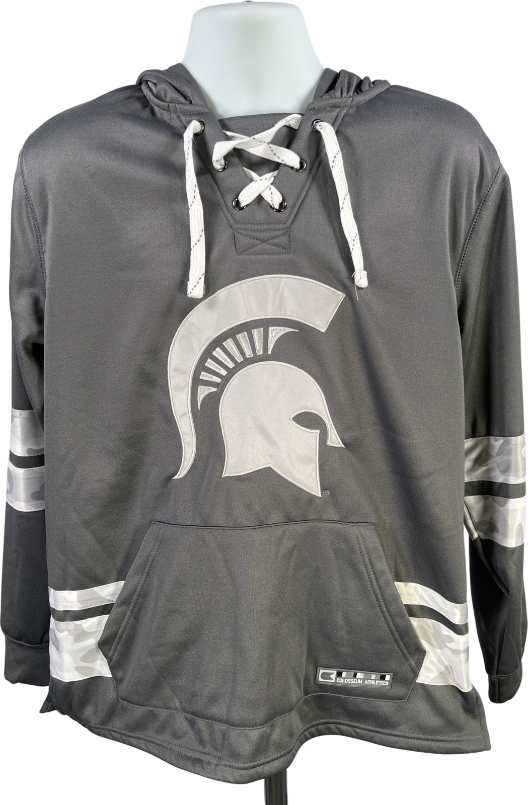 Colosseum Men’s Gray Michigan State Support The Troops Pullover Sweatshirt - L