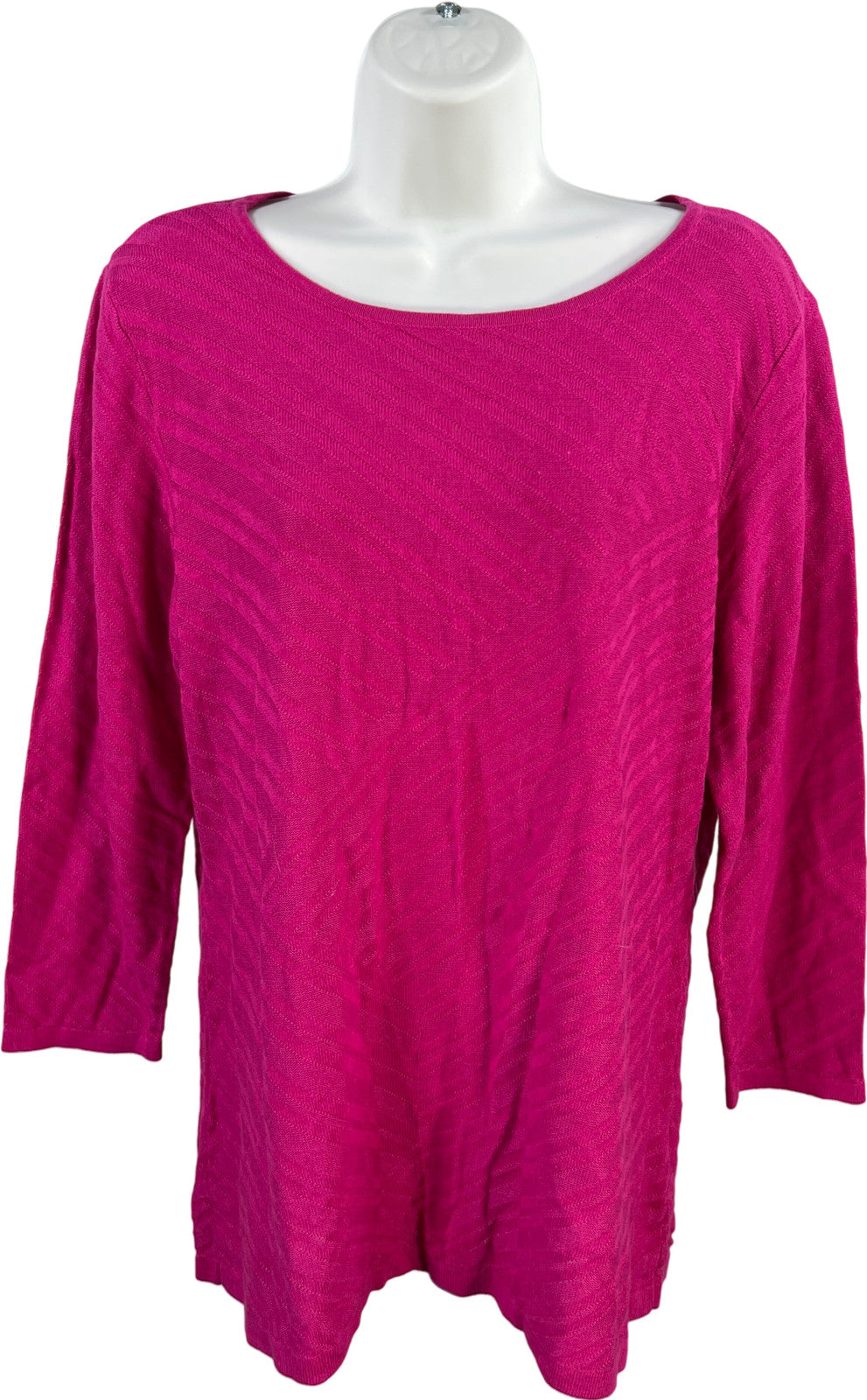 Dana Buchman Women’s Pink Magenta 3/4 Sleeve Cross Thin Knit Sweater - L