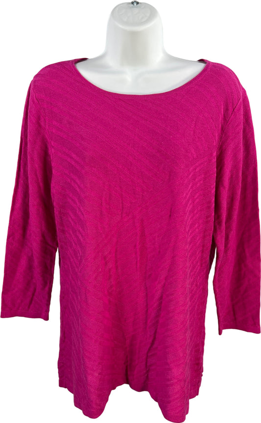 Dana Buchman Women’s Pink Magenta 3/4 Sleeve Cross Thin Knit Sweater - L