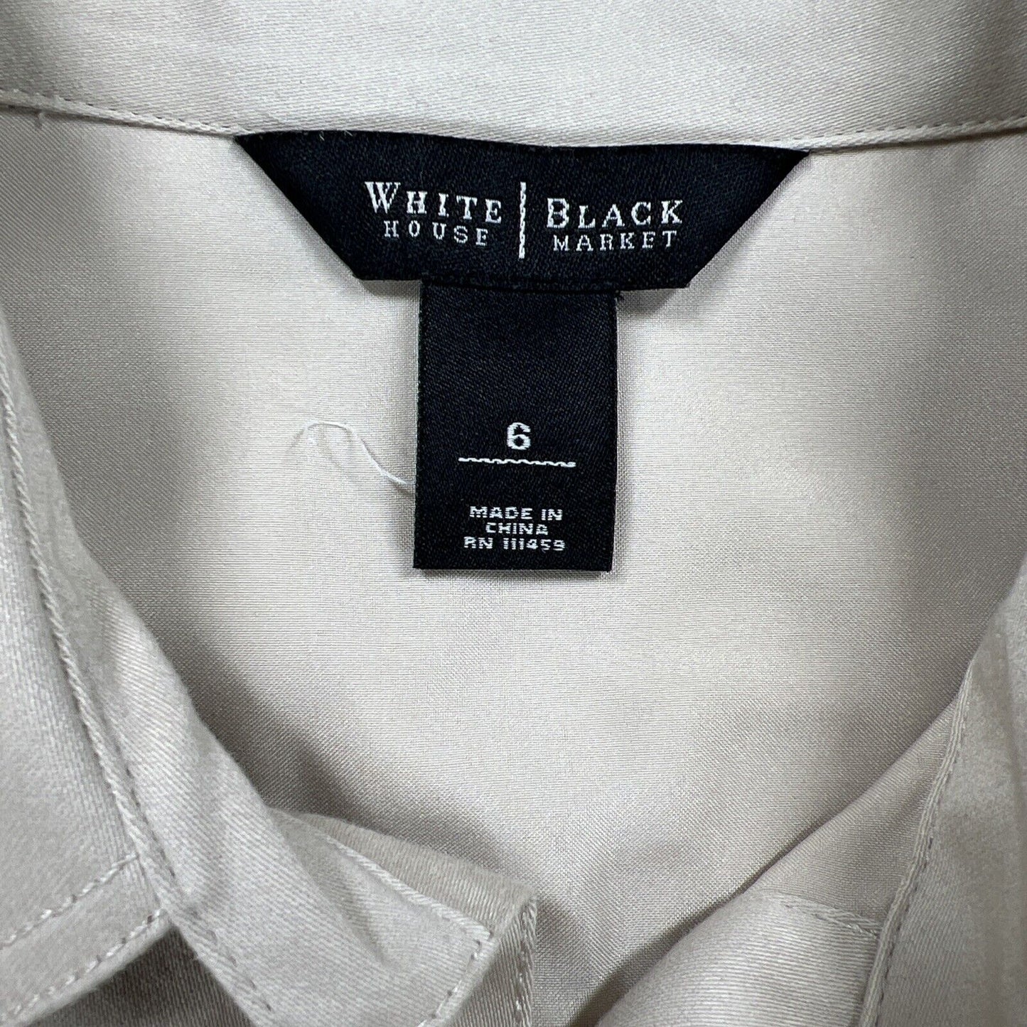 White House Black Market Women's Beige Button Up Shirt Dress - 6