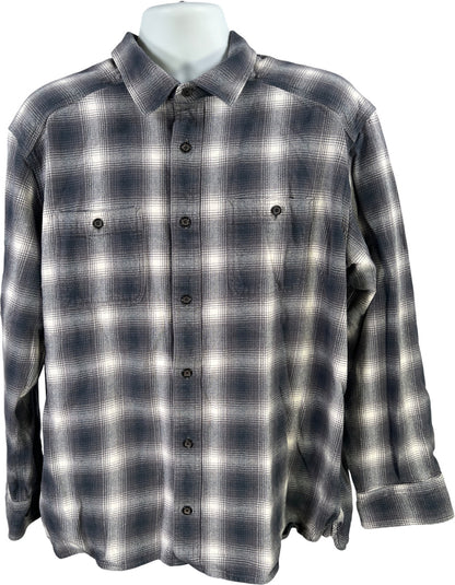 Orvis Men’s Gray/Blue Plaid Active Fit Button Up Flannel Shirt - XL