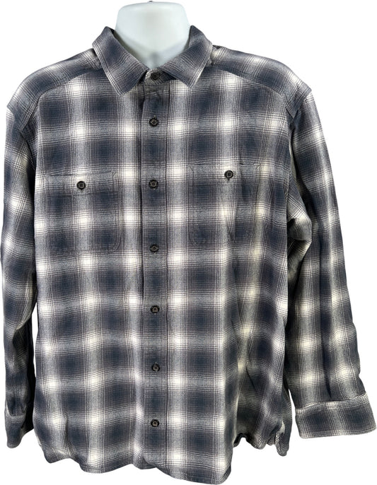 Orvis Men’s Gray/Blue Plaid Active Fit Button Up Flannel Shirt - XL