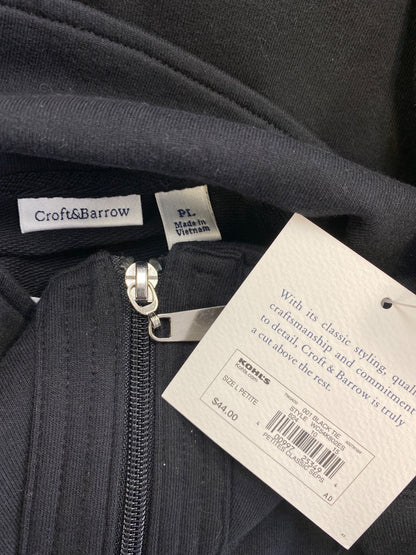 Croft and Barrow Women’s Black Roll Sleeve Full Zip Sweatshirt Jacket - Petite L