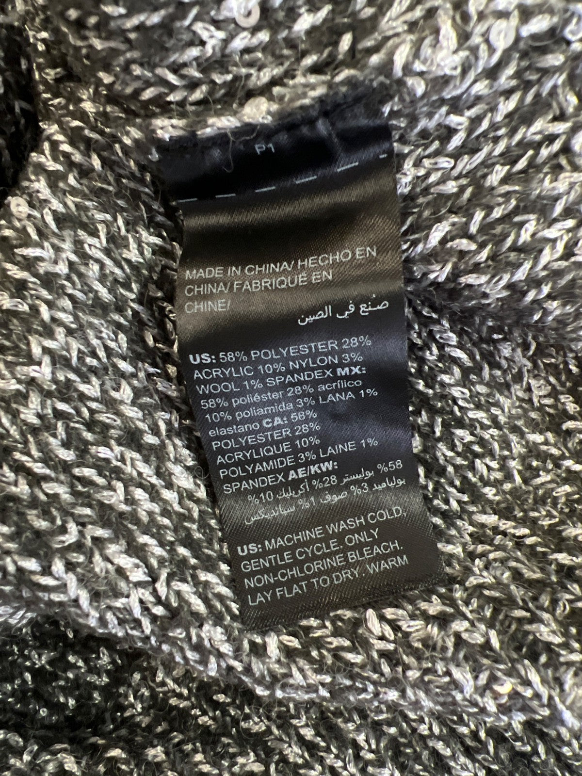 White House Black Market Women’s Black Long Sleeve Sequin Tunic Sweater - S