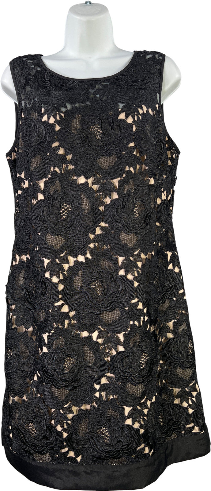 White House Black Market Women’s Black Lace Sleeveless Shift Dress - 10