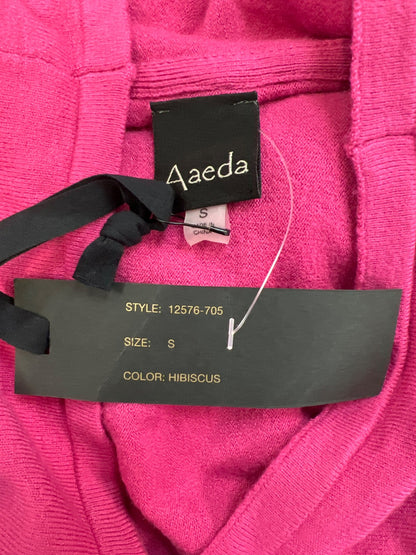 AAeda Women’s Pink Long Sleeve V-Neck Hooded Knit Shirt - S