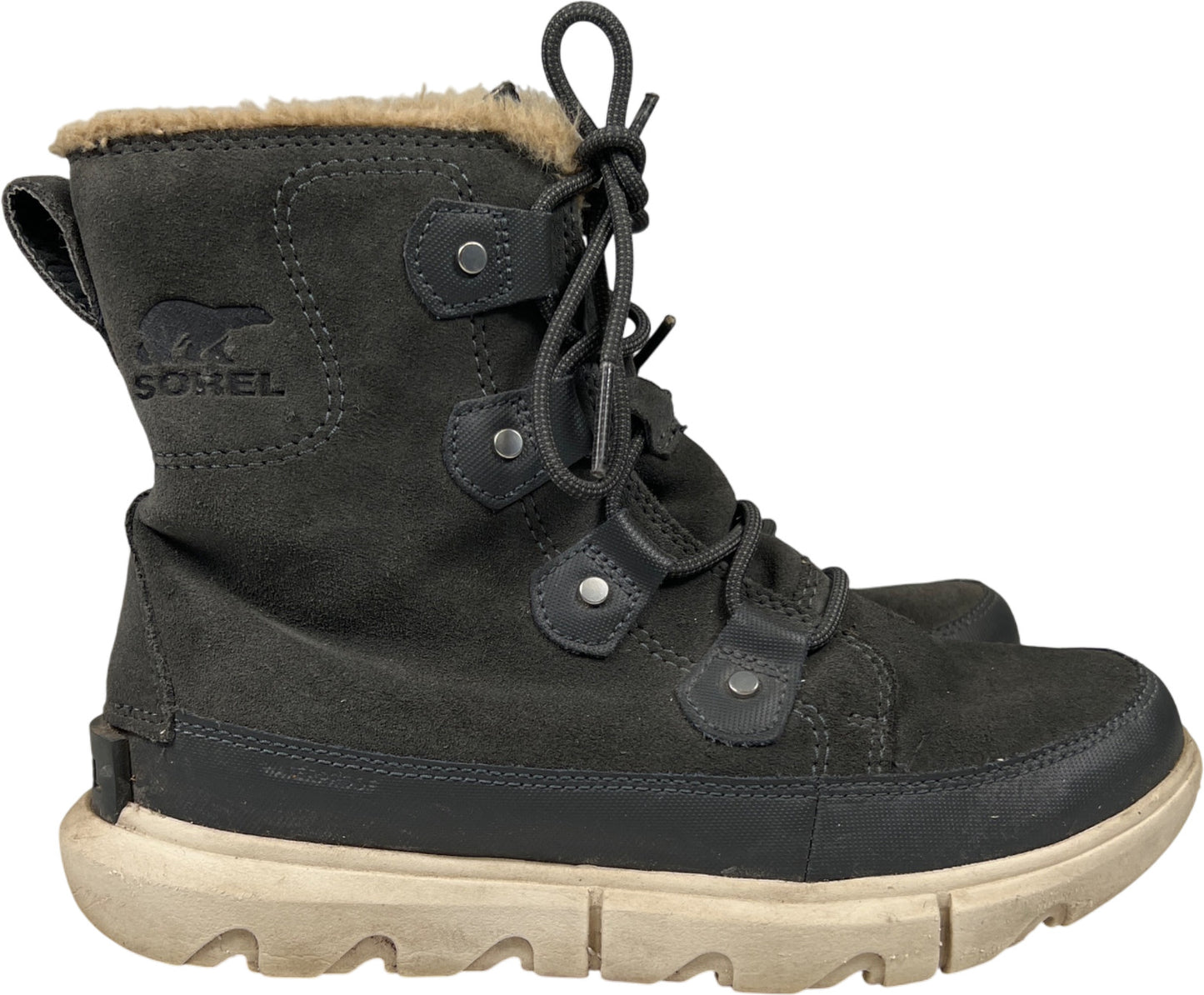 Sorel Women’s Gray Suede Explorer II Joan Lace Up Winter Boots - 7