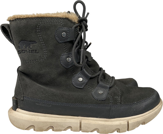 Sorel Women’s Gray Suede Explorer II Joan Lace Up Winter Boots - 7