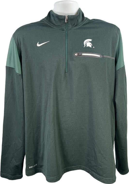 Nike Men’s Green Dri-Fit Michigan State Long Sleeve Pullover Athletic Shirt - L