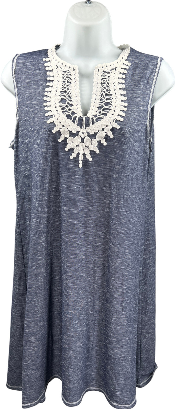 Max Studio Women’s Blue Sleeveless V-Neck Shift Dress - XS