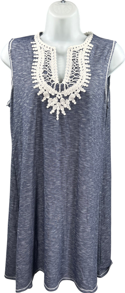 Max Studio Women’s Blue Sleeveless V-Neck Shift Dress - XS