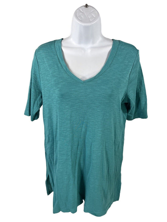 J.Jill Women's Blue Double V 1/2 Sleeve Tunic T-Shirt - S Petite