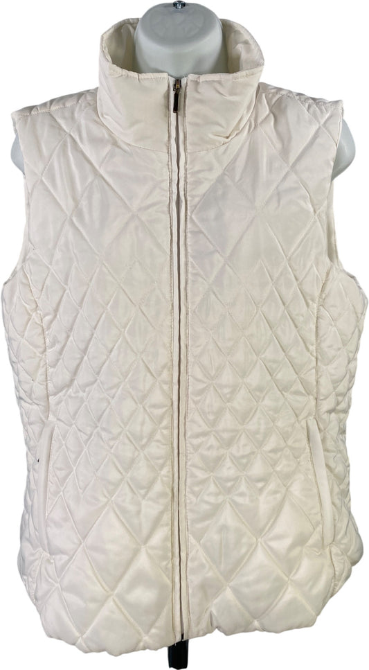 Coldwater Creek Women’s White Quilted Sleeveless Full Zip Light Puffer Vest - M