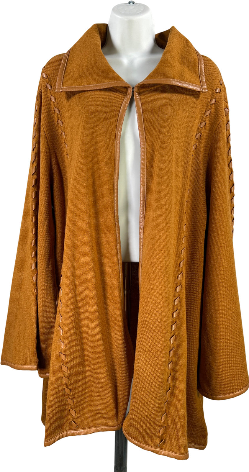 Patricia Nash Women’s Brown Woven Open Sleeve Cape Sweater - XS/S