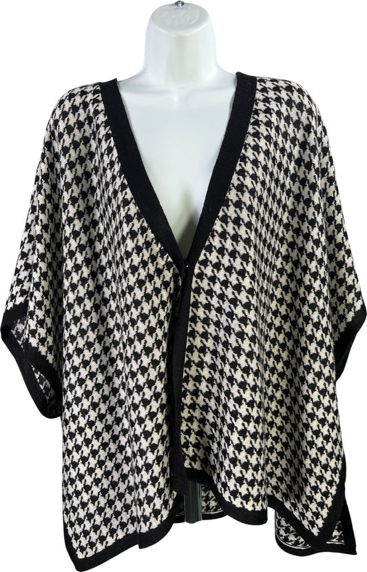 Ellen Tracy Women’s Black/White Short Loose Sleeve Cape Sweater - Petite Small