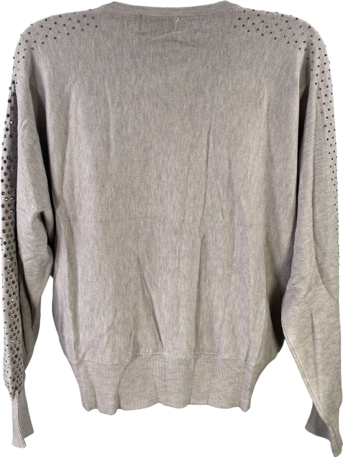 Carmen Women’s Gray Studded Sleeve Long Sleeve Sweater Shirt - XL