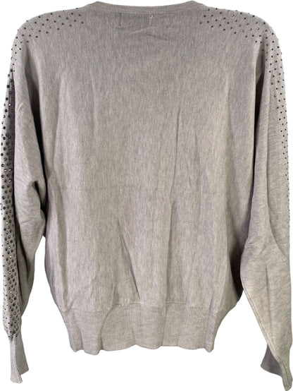 Carmen Women’s Gray Studded Sleeve Long Sleeve Sweater Shirt - XL