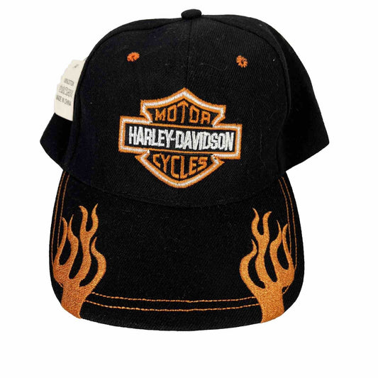 NEW Harley-Davidson Men's Black Flame Embroidered Adjustable Cap Hat - OS