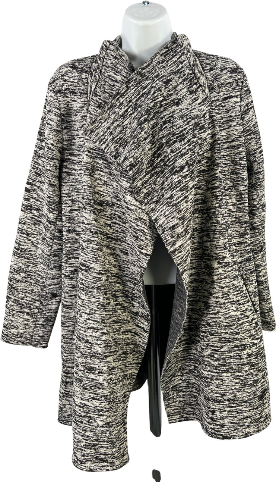 Nic and Zoe Women’s Black/Gray Long Sleeve Open Front Cardigan - Petite L