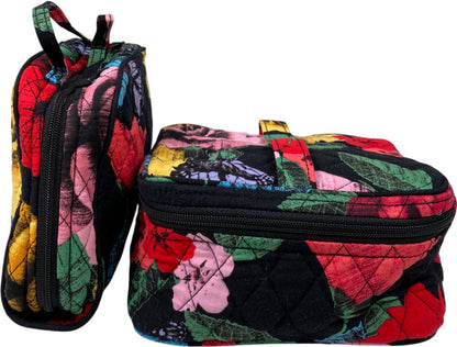 Vera Bradley Women’s Black Havana Rose Travel Jewelry Organizer and Cosmetic Bag