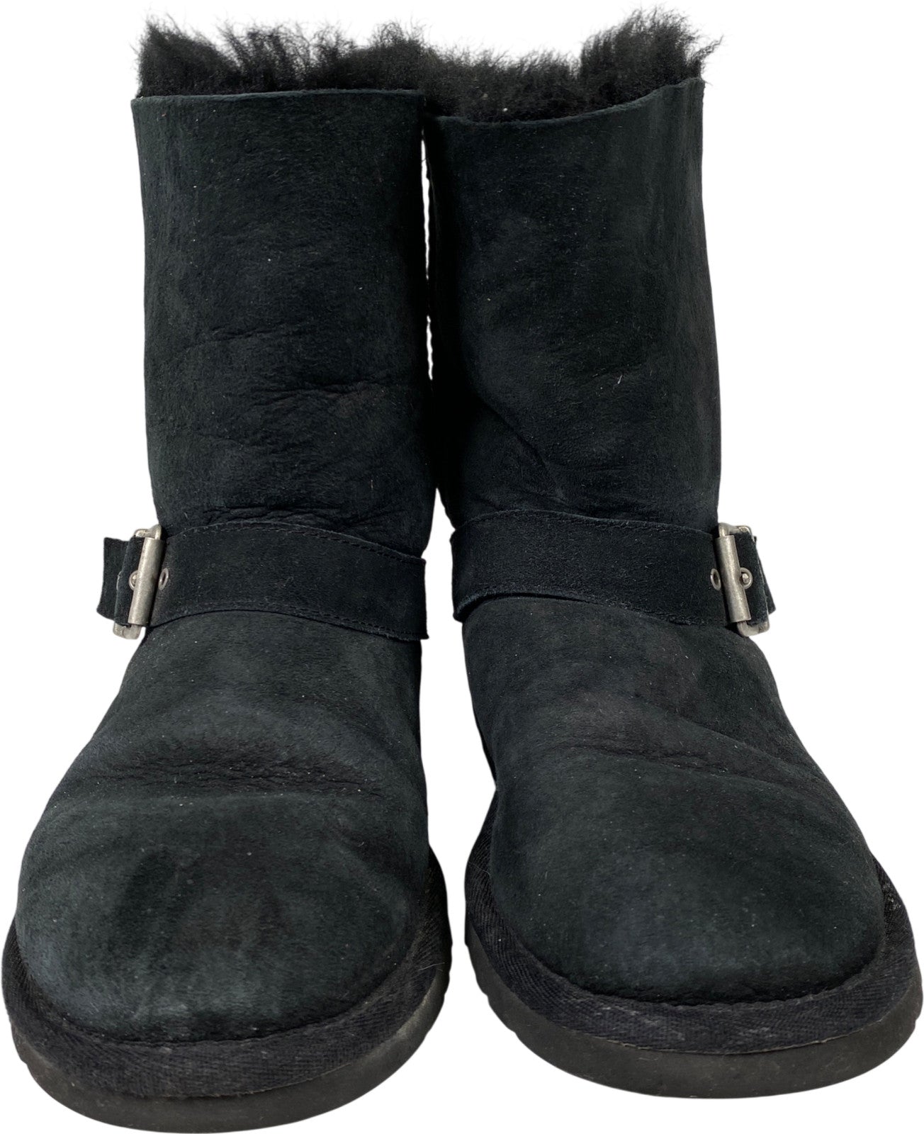 UGG Women’s Black Blaise Zipper Side Short Shearling Boots - 6