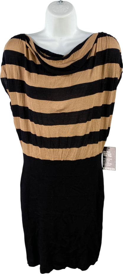 Express Women’s Brown/Black Striped Sleeveless Thin Knit Sweater Dress - M