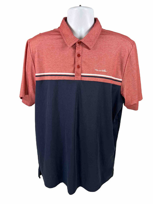 Travis Mathew Men's Blue/Red Pima Cotton Blend Polo Shirt - XL
