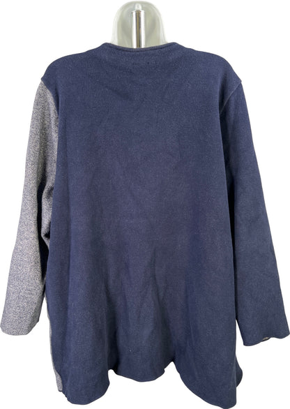 Chico’s Women’s Blue/Beige Open Front Long Sleeve Cardigan Sweater - 3/US XL