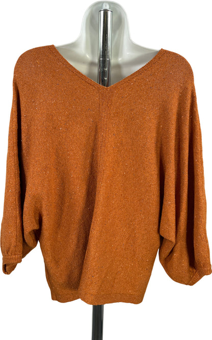 Pure J.Jill Women’s Orange 3/4 Loose Sleeve V-Neck Sweater - S