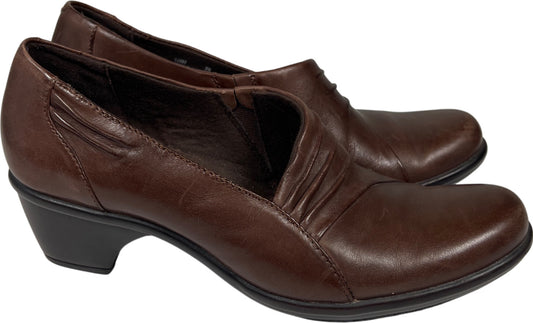 Clarks Women’s Brown Leather Slip On Heels - 8