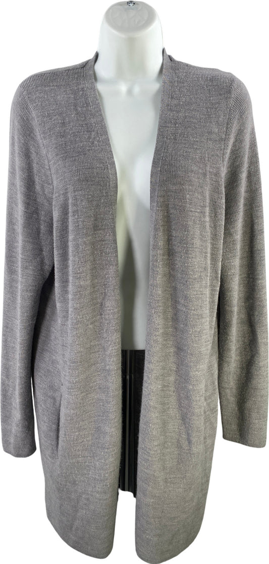 Banana Republic Women’s Gray Merino Wool Long Sleeve Open Cardigan Sweater - L